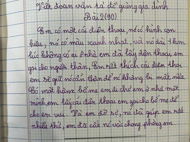 Bài văn tả chiếc điện thoại của bé gái tiểu học khiến cộng đồng mạng dở khóc dở cười