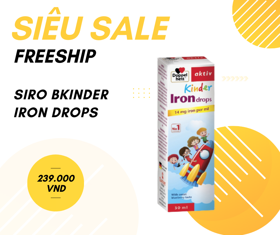 Siro Kinder Iron Drops bổ sung muối sắt ngừa thiếu máu cho trẻ em hiện được giảm giá ưu đãi chỉ còn 239.000 đồng trên Shopee.