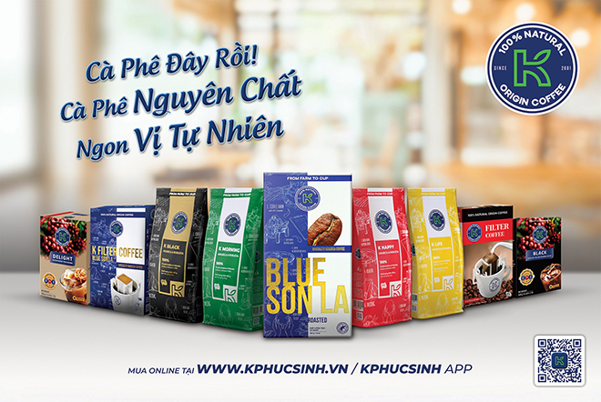 Phúc Sinh sản xuất & phân phối cà phê K Coffee rang xay, cà phê phin giấy, cà phê hoà tan