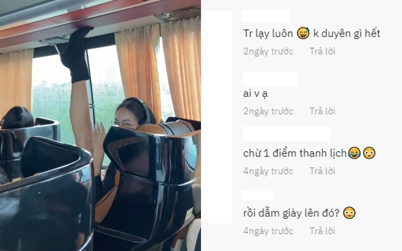 Netizens argue because of the beauty contestant "innocent"  split foot on the bus ceiling - 3