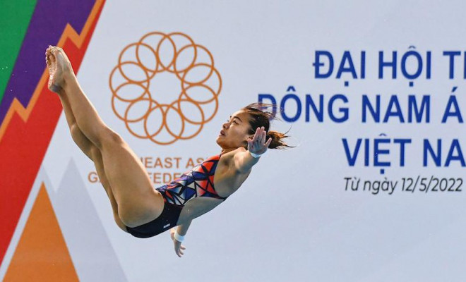 Dhahbitah Sabri "xông đất" SEA Games 31 với tấm HCV đầu. Ảnh: CTP