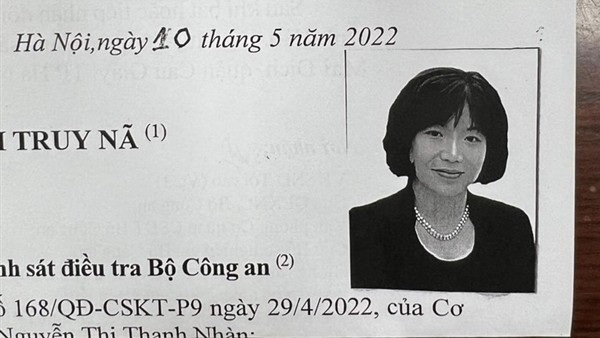 Bộ Công an ra quyết định truy nã đối với Nguyễn Thị Thanh Nhàn