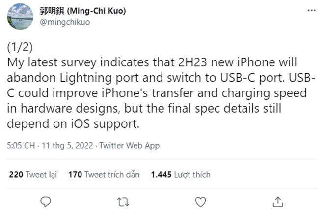 Ming Chi Kuo: iPhone 15 chắc chắn sử dụng cổng USB C - 3