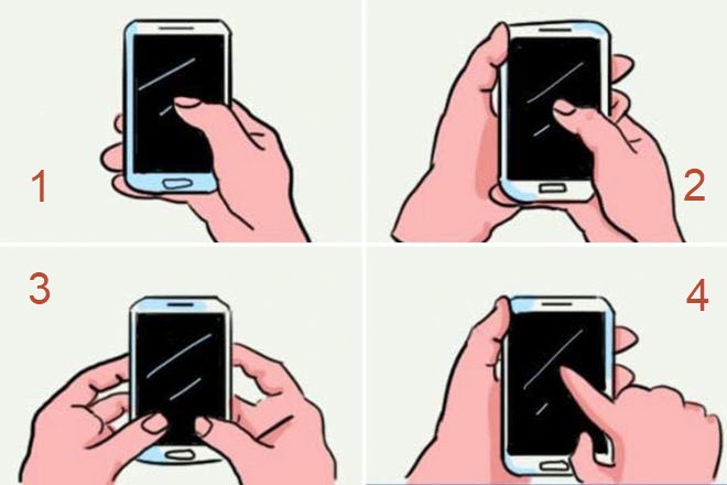 How does each person's personality show when holding the phone?  - first