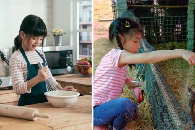 Trẻ em Trung Quốc học cách nấu ăn, chăm sóc con vật. (Ảnh: SCMP)