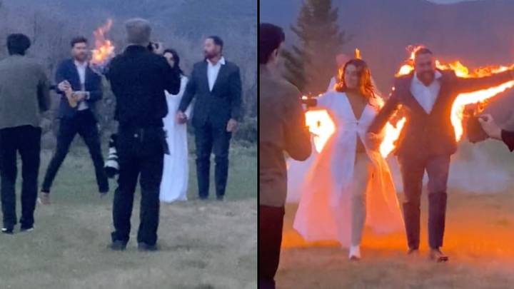 Clip: Cô dâu cùng chú rể bốc cháy trong đám cưới “gây bão” - 1