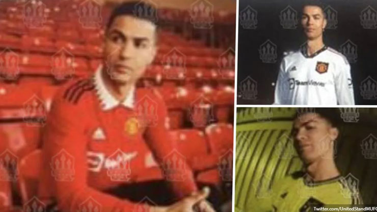 Rò rỉ hình ảnh Ronaldo mặc 3 mẫu áo đấu của MU mùa tới