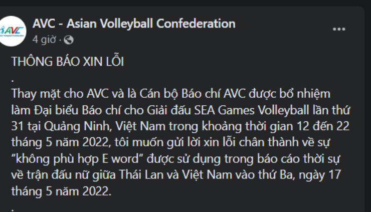 AVC gửi lời xin lỗi tới Bích Tuyền và người hâm mộ Việt Nam
