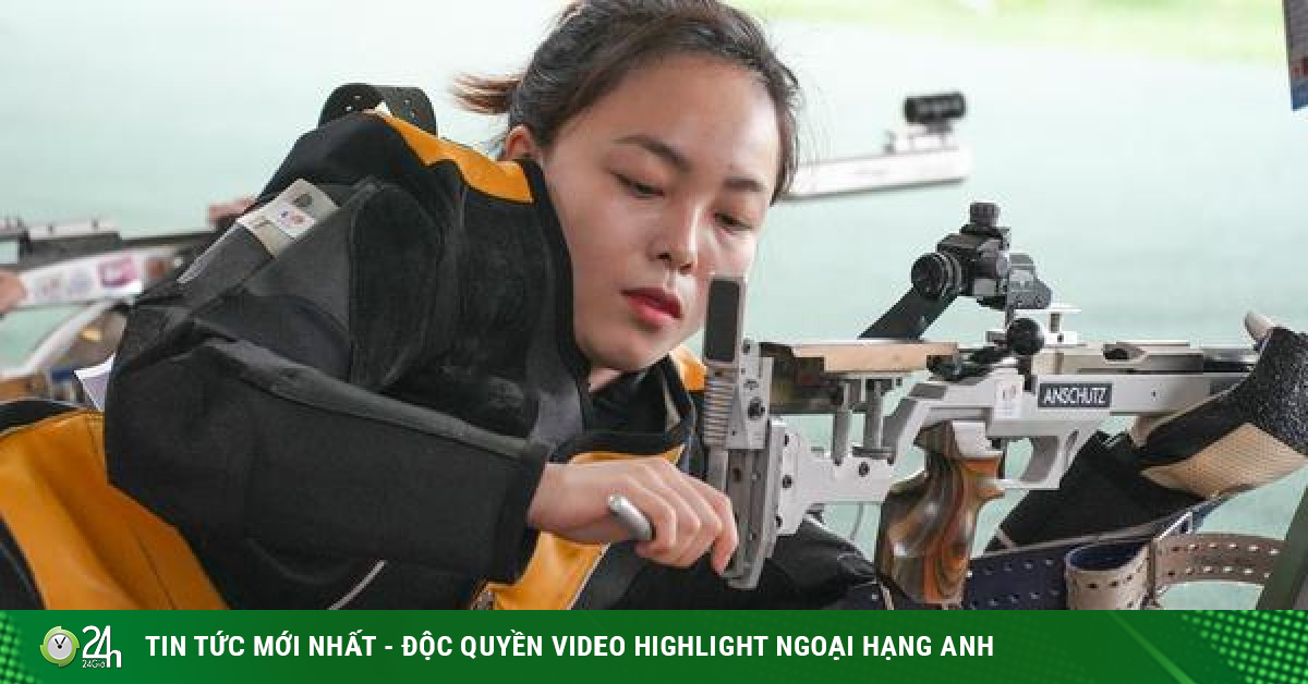 Close-up of the beautiful face of an 18-year-old female sniper who has just won a gold medal, competing for the first time at the SEA Games-Youth