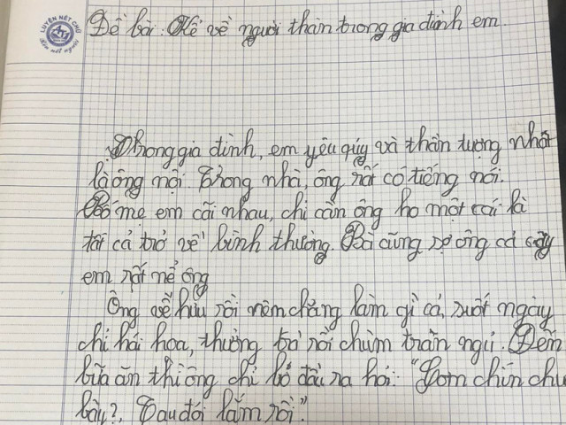 Giáo dục - du học - Bài văn tả ông nội "quyền lực" khiến dân mạng cười ngất: Ông chỉ cần "ho" một cái là phải đâu vào đấy ngay