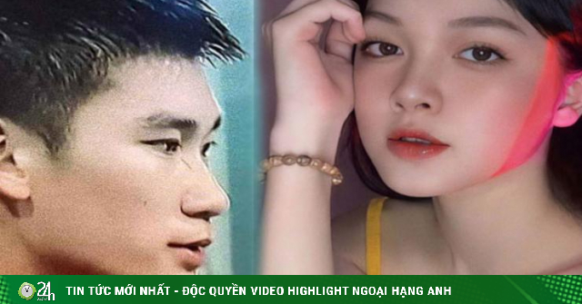 Close-up of the beautiful girlfriend of striker Nham Manh Dung-Young man