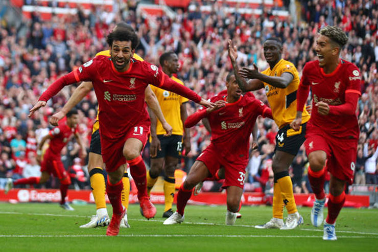 Liverpool lúc này mới có bàn thắng
vượt lên dẫn Wolves sau khi Salah lập công phút 84