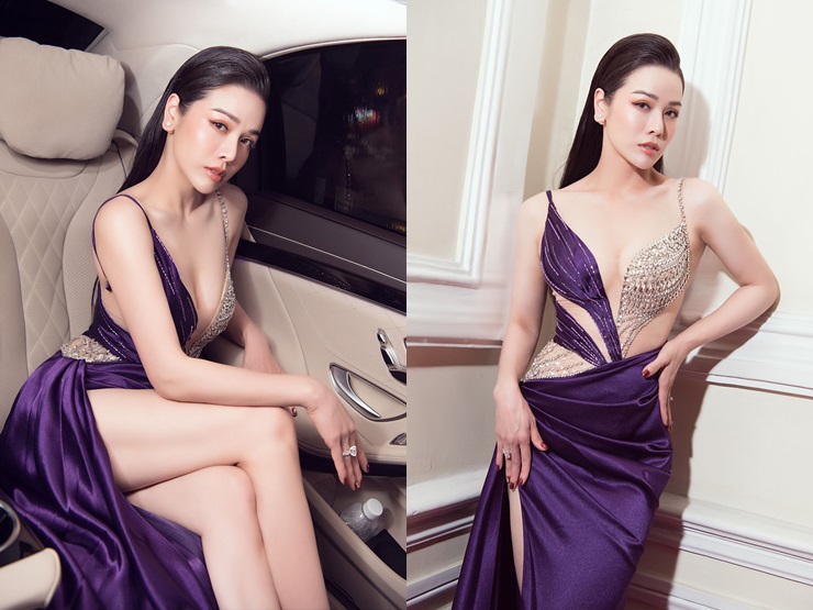 Nhật Kim Anh diện váy xẻ táo bạo, đi xe sang chấm thi Hoa hậu