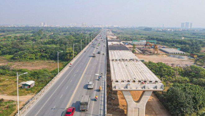 Cầu Vĩnh Tuy 2 đang được đẩy nhanh tốc độ thi công, hiện tiến độ dự án đạt 57%