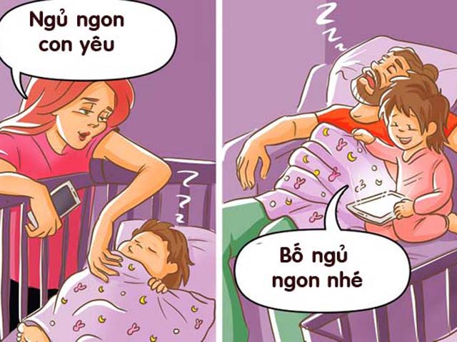 Hài hước sự đối lập khi bố và mẹ khi trông con (P1)