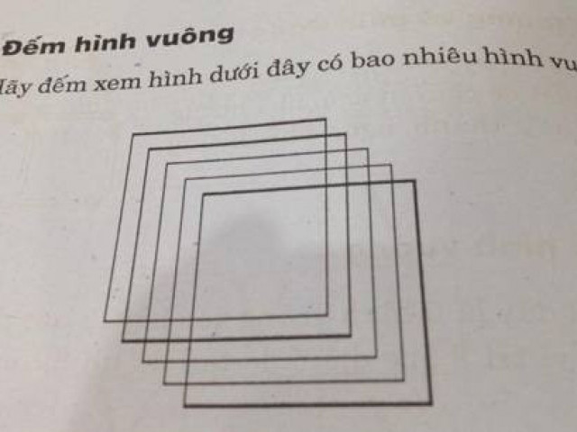 Giáo dục - du học - Bài toán Tiểu học đếm số hình vuông tưởng dễ, nhưng 99% trả lời 5 hình đều sai bét