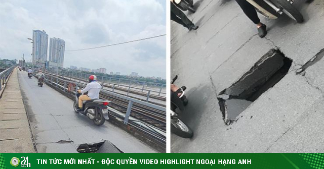 Terrified, a big hole appeared in the middle of Long Bien Bridge