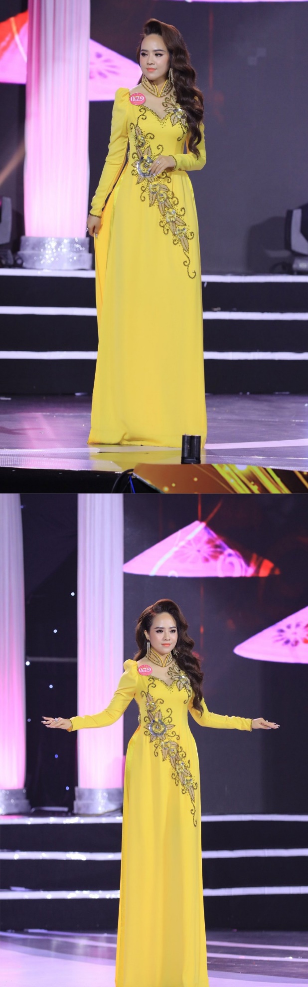 Lê Thị Hồng Thắm thướt tha trong phần trình diễn áo dài