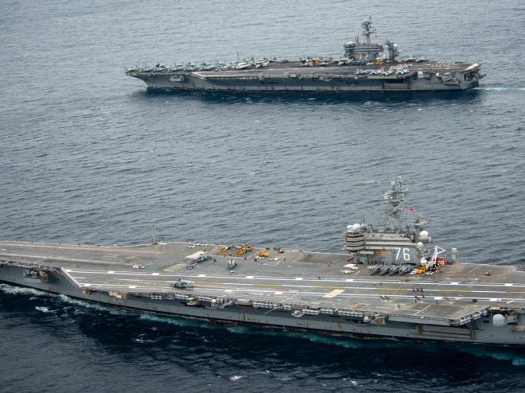 Hai nhóm tàu sân bay Mỹ tập trận ở nơi tàu Liêu Ninh vừa rời đi: Thông điệp gửi TQ?