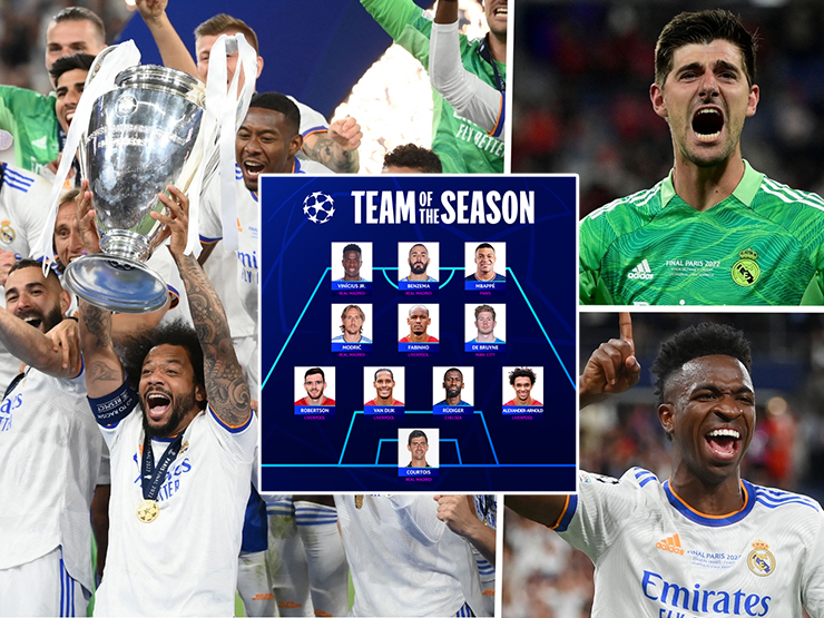 Bóng đá - Đội hình hay nhất Cúp C1: Real Madrid áp đảo, "vua kiến tạo" Fernandes mất tích