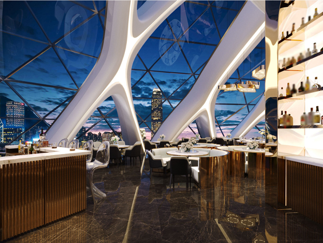 Nếu văn hóa giao thương được thổi hồn vào sàn trung tâm thương mại rộng 4.500m2 thì văn hóa ẩm thực lại được đưa lên khu Foodcourt hay Sky Bar đẳng cấp