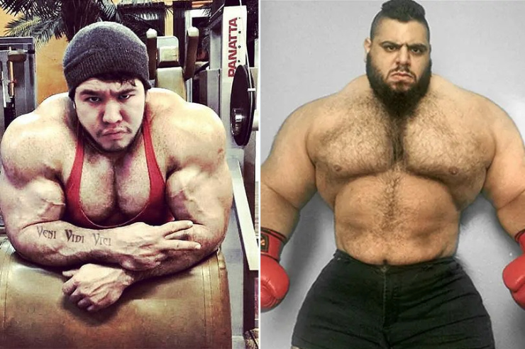 "Khỉ đột Kazakh" (trái) muốn đấu võ với "Hulk Iran" (phải)