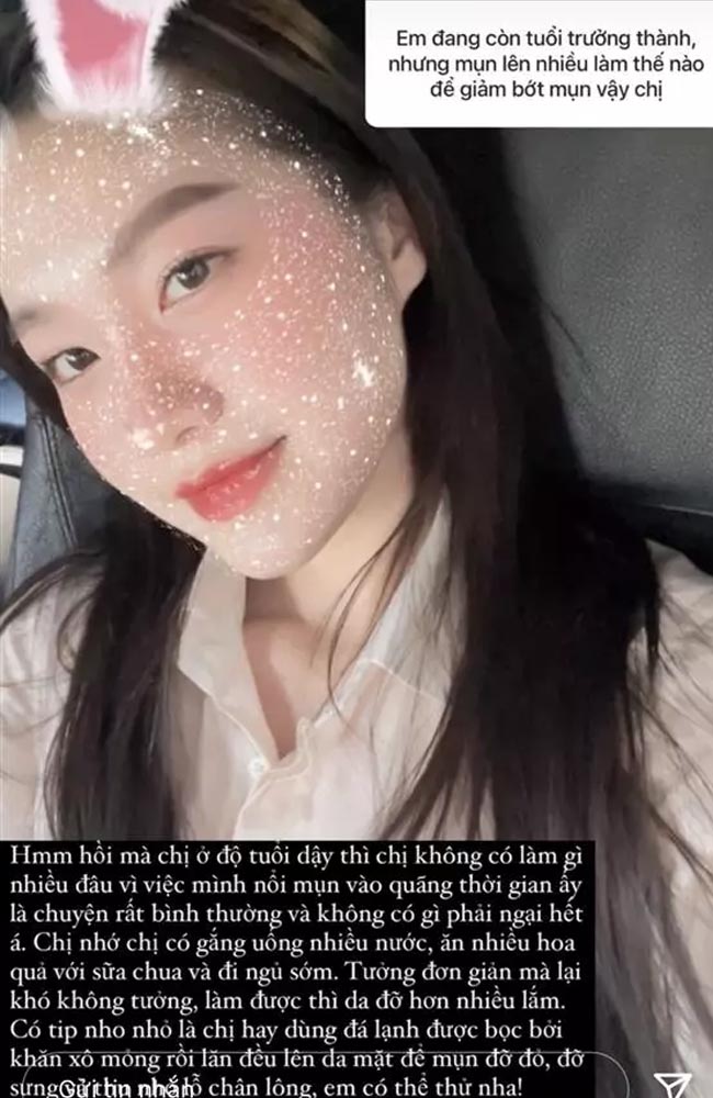 Trên story cá nhân, cô cũng thường xuyên bật mí một số tip làm đẹp dành cho các chị em.