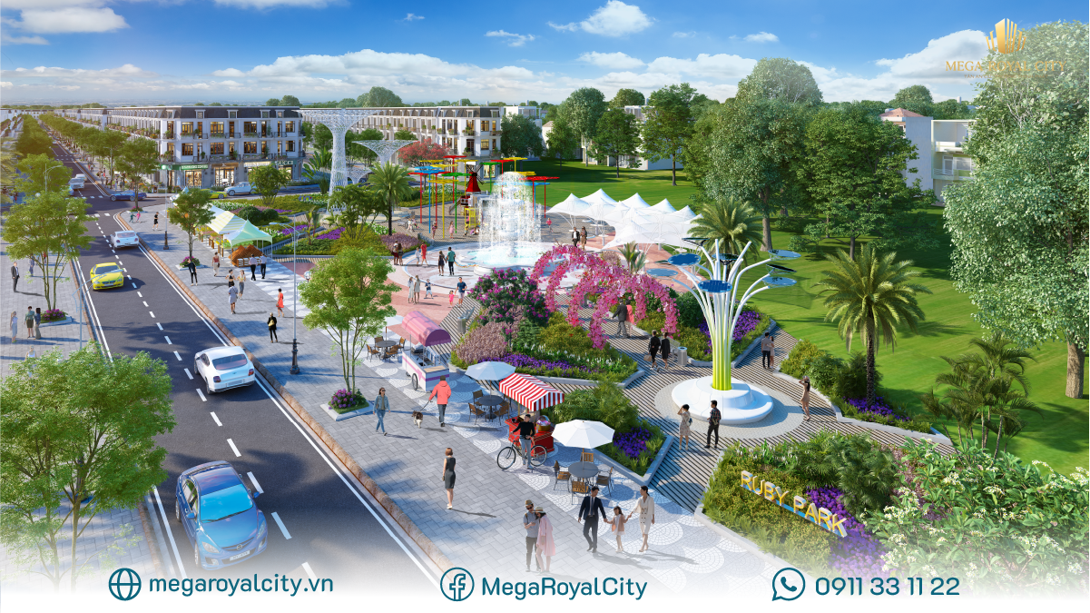 Công viên chủ đề trong các phân khu của dự án tổ hợp nhà phố thương mại Mega Royal City