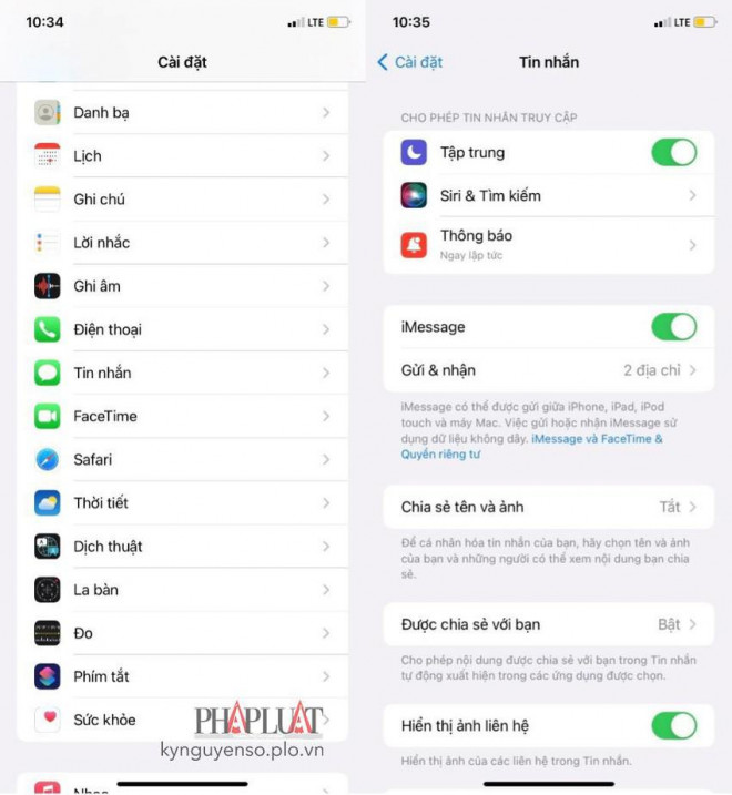 Tắt tính năng iMessage để tránh bị làm phiền. Ảnh: MINH HOÀNG