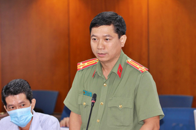 Thượng tá Lê Mạnh Hà, Phó Trưởng Phòng Tham mưu, Công an Tp.HCM, thông tin tại buổi họp báo