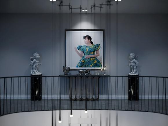 Tầng 2, NS Vân Dung đặt 1 bức ảnh của
mình.