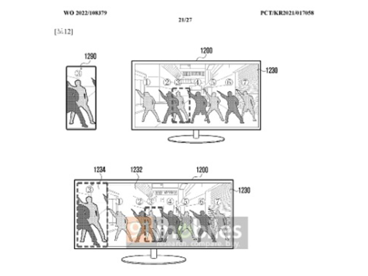 Hình ảnh bằng sáng chế về màn hình có thể mở rộng của Samsung.