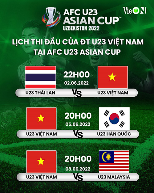 Khán giả cùng chú ý đón xem các trận đấu tại vòng bảng của U23 Việt Nam trên VieON