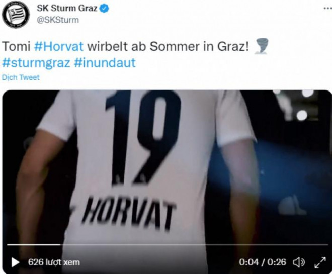 Sturm Graz thông báo hợp đồng mới