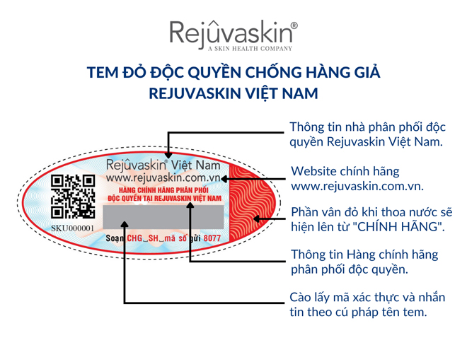 Tem chính hãng mới nhất được dán trên các sản phẩm Rejuvaskin