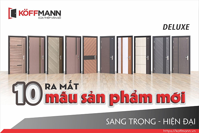 Koffmann mắt sản phẩm mới Cửa thép vân gỗ Deluxe cánh đơn