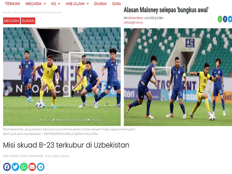 Bóng đá - Báo Malaysia lo bị U23 Việt Nam "vùi dập", vỡ mộng sau thất bại của đội nhà