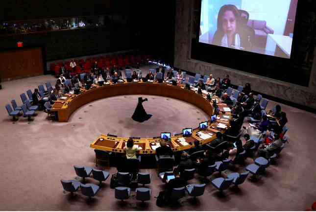 Trong một phiên họp của Hội đồng Bảo an ngày 6/6. (Ảnh: Reuters)