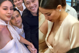 Diện váy trễ nải trước trăm người, kiều nữ làng hài và Hà Hồ nhanh tay xử trí