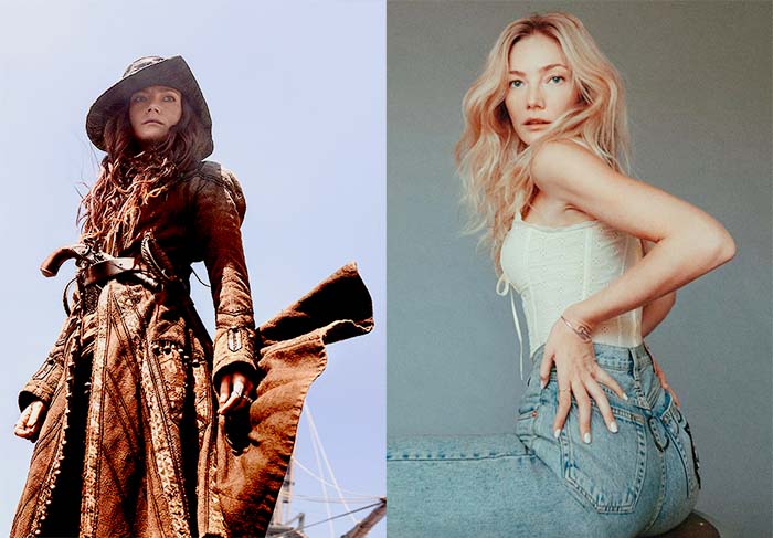 Clara Paget in the pirate image of the movie Black Sails and her everyday style.