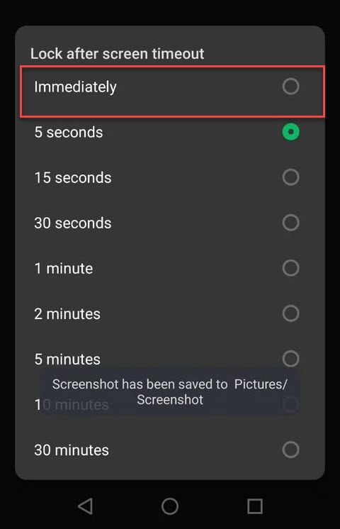 Khóa thiết bị ngay lập tức khi màn hình vừa tắt.