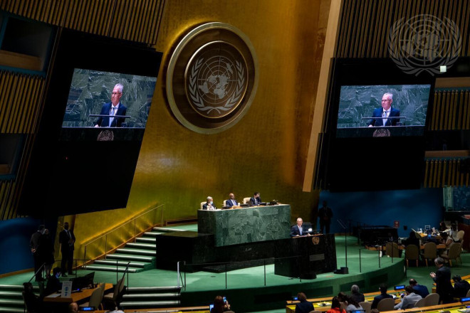 Đại hội đồng Liên Hiệp Quốc họp bầu các chức danh Chủ tịch và các Phó Chủ tịch Đại hội đồng Liên Hiệp Quốc Khoá 77. Ảnh: UN