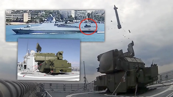 Nga đưa tên lửa phòng không Tor lên tàu chiến. (Ảnh nhỏ).