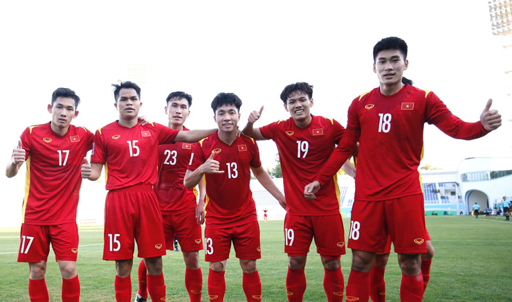 Các cầu thủ U23 Việt Nam ăn mừng bàn mở tỷ số