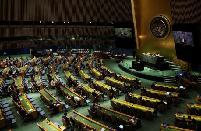 Phiên họp Đại hội đồng Liên Hợp Quốc diễn ra ngày 8-6 yêu cầu Nga, Trung Quốc giải trình lý do phủ quyết nghị quyết trừng phạt Triều Tiên của Hội đồng Bảo an. Ảnh: REUTERS