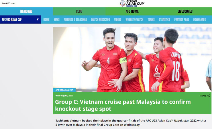 U23 Việt Nam vào tứ kết châu Á: AFC ngợi ca, báo Hàn ngả mũ &#34;phép màu thầy Gong&#34; - 1
