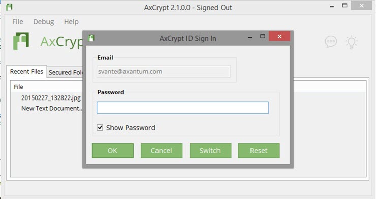 AxCrypt có giao diện đơn giản và dễ sử dụng.