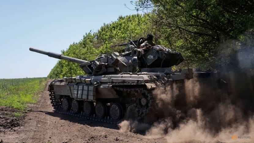 Một xe tăng của quân đội Ukraine, tham gia chiến đấu ở tỉnh Donetsk.