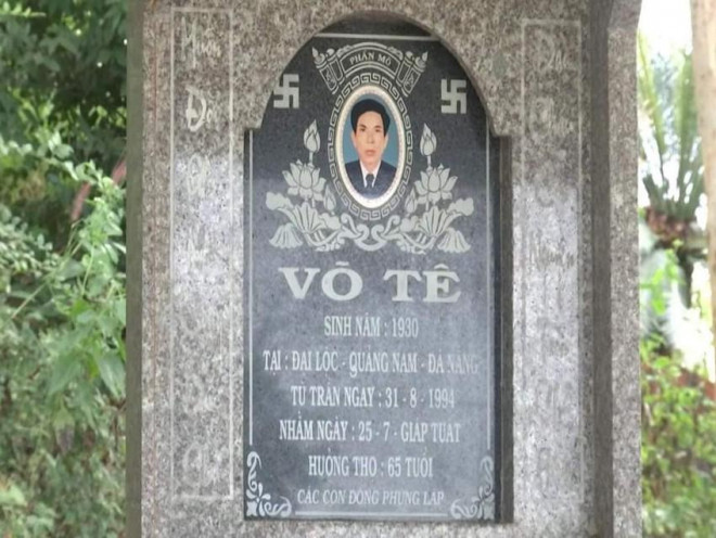 Phần mộ ông Võ Tê, người bị bắt giam oan.