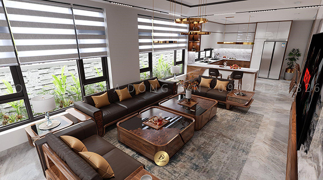 Bộ bàn ghế sofa gỗ óc chó cực đẹp cho biệt thự sang trọng - 4